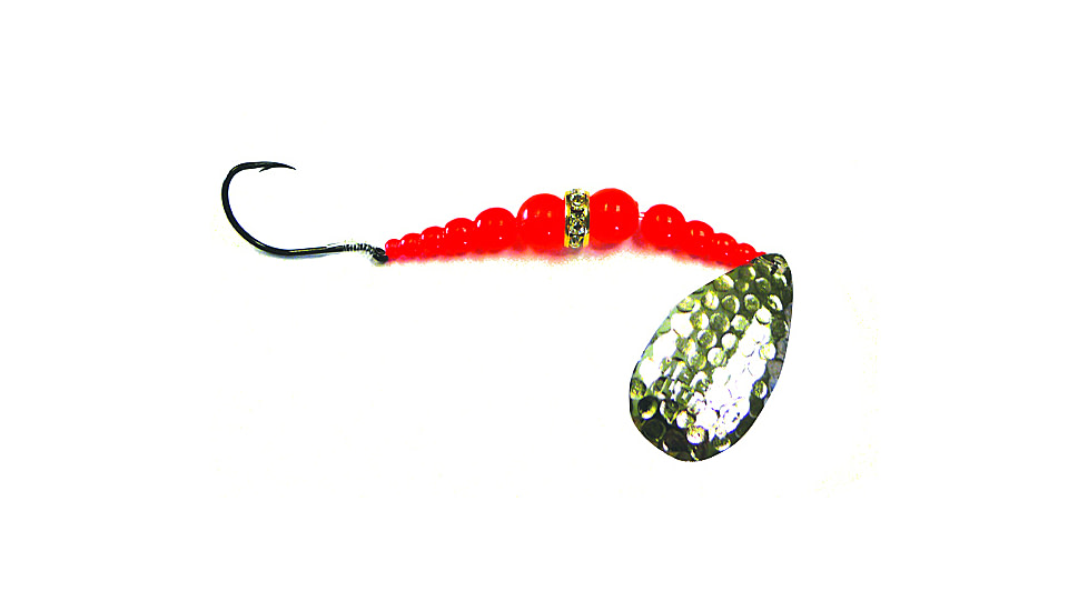 Macks Lure Wedding Ring Classic Original Spinner, Number 6 Hook 48in Leader, Hammered Nickel Blade/Flo Orange Bead, 9130
