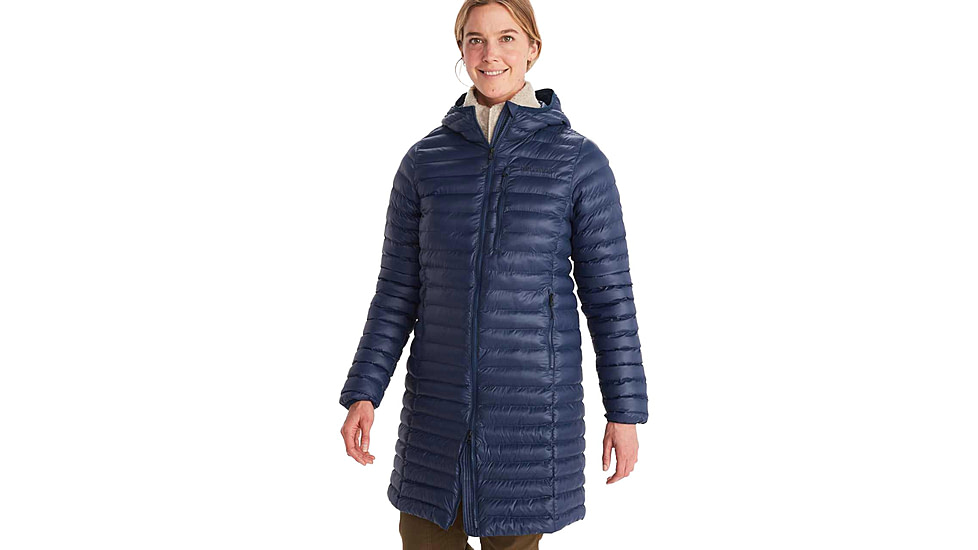 Marmot Echo Featherless Long Jacket - Womens, Arctic Navy Shiny, Extra SmallMediumaLargeLarge, M15871-20952-XS