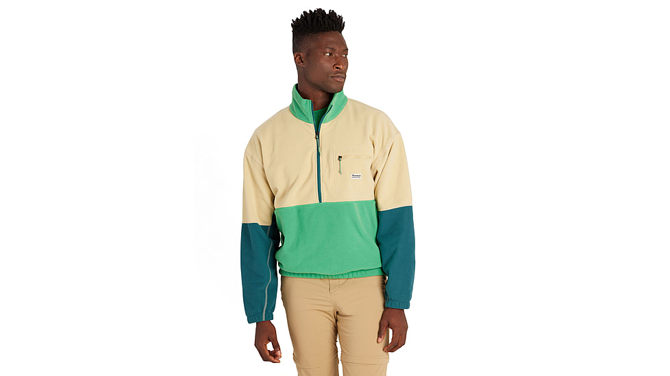 Marmot Retro Rocklin 1/2 Zip - Mens, Light Oak/Clover/Dark Jungle, Large, M14609-23234-L