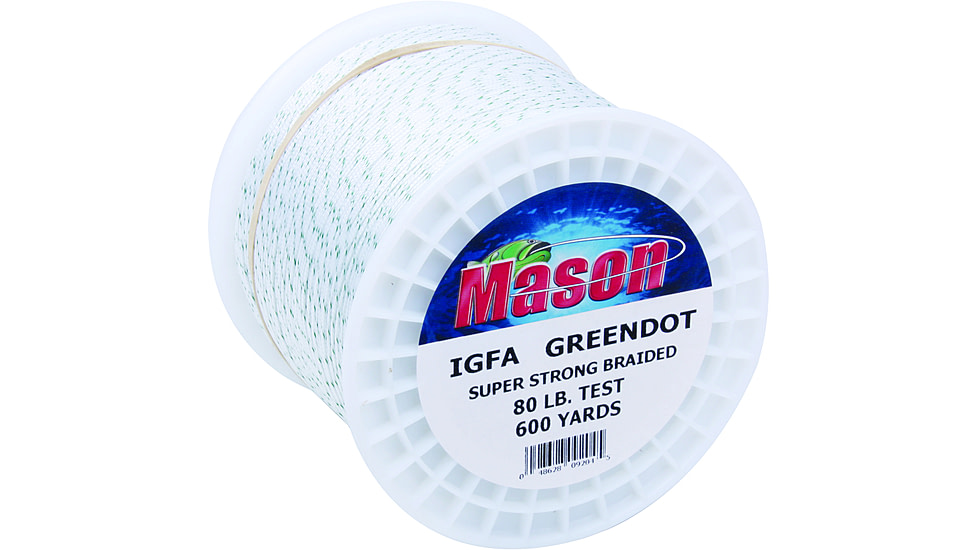 Mason Green Dot Braided Line 80lb 600yd Dacron, 6GD-80