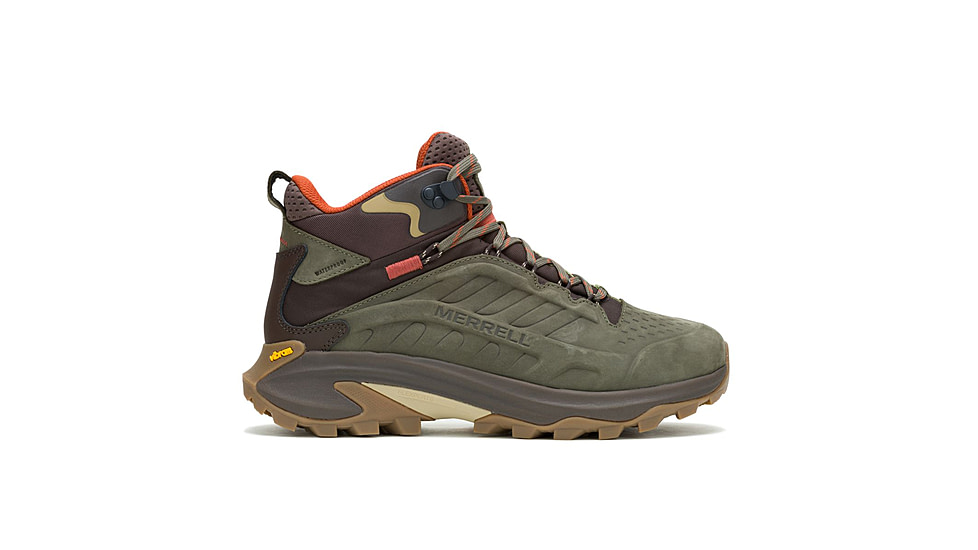 Merrell Moab Speed 2 Leather Mid WP Hiking Shoes - Mens, Olive, 10.5 US, J037781-10.5