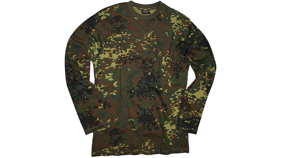 MIL-TEC Camo Long Sleeve T-Shirt, Flecktarn Camo, Large, 11065021-904