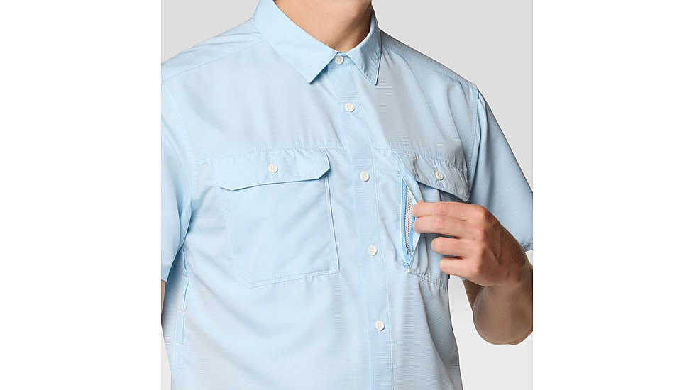 Mountain Hardwear Canyon Short Sleeve - Mens, Blue Chambray, XL, 190423042913