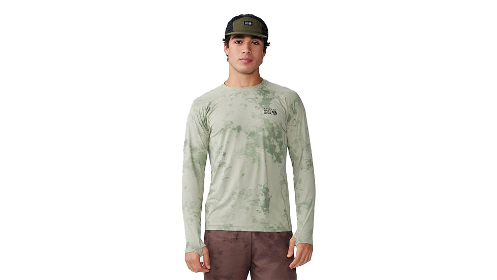 Mountain Hardwear Crater Lake Long Sleeve Crew Top - Mens, White Sage Nebula Print, 2XL, 1982421341-XXL