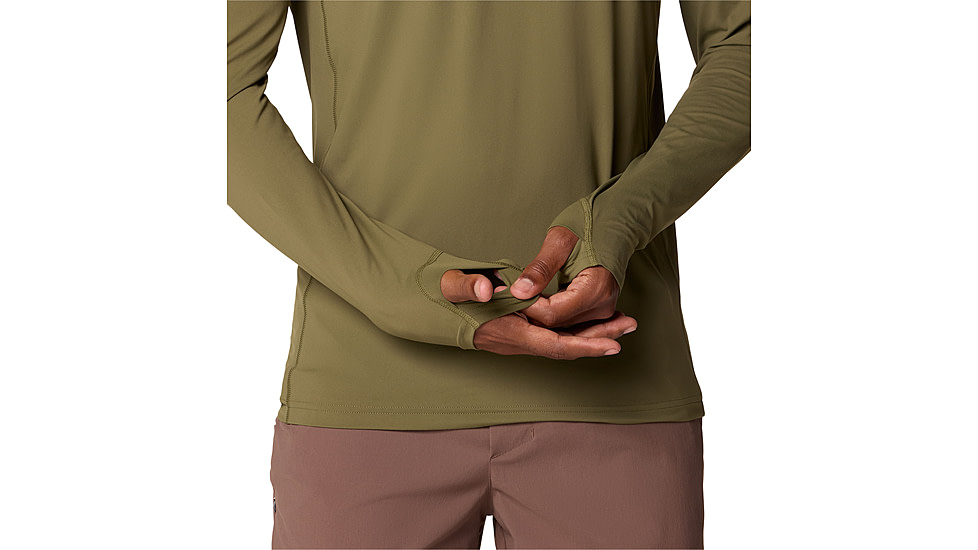 Mountain Hardwear Crater Lake Long Sleeve Hoody - Mens, Combat Green, XL, 190423038169