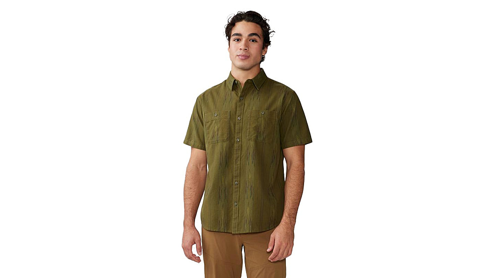 Mountain Hardwear Grove Hide Out Short Sleeve Shirt - Mens, Combat Green Ikat, 2XL, 1986831353-XXL
