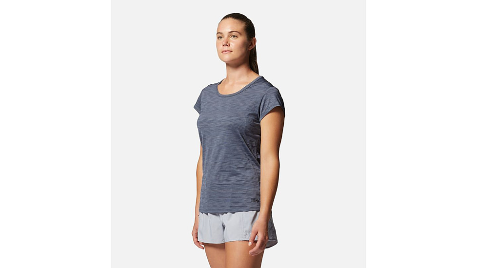 Mountain Hardwear Mighty Stripe Short Sleeve Top - Womens, Blue Slate, Extra Large, 2027951417-XL