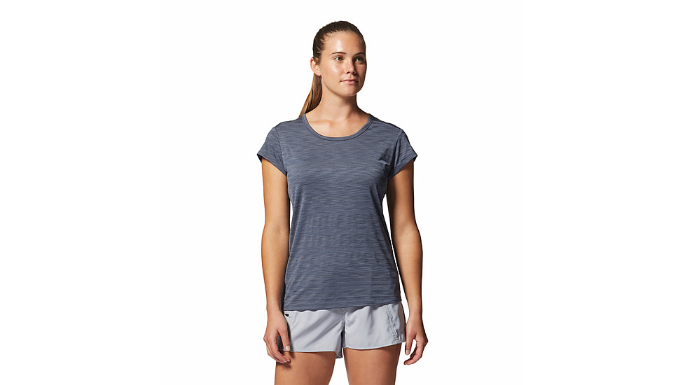 Mountain Hardwear Mighty Stripe Short Sleeve Top - Womens, Blue Slate, Large, 2027951417-Blue Slate-L