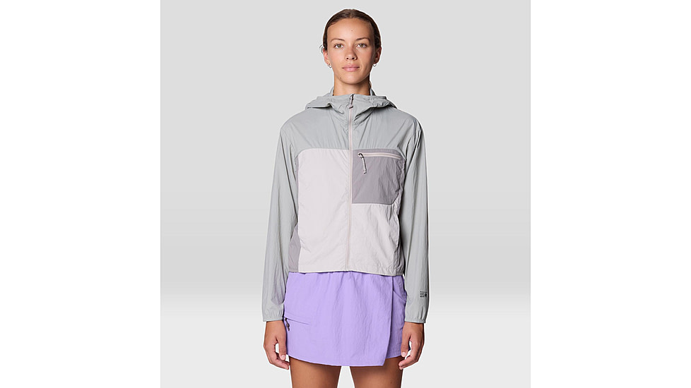 Mountain Hardwear Wind Veil Hooded Jacket - Women's, Half Moon Grey, City Fog, Approaching St, L, 2146771-059-L