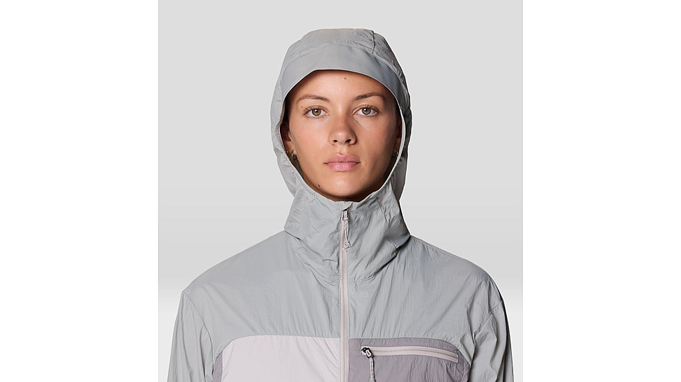 Mountain Hardwear Wind Veil Hooded Jacket - Women's, Half Moon Grey, City Fog, Approaching St, L, 2146771-059-L