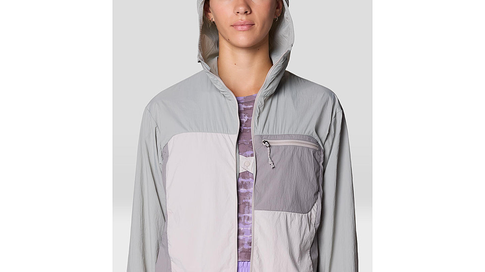Mountain Hardwear Wind Veil Hooded Jacket - Women's, Half Moon Grey, City Fog, Approaching St, L, 2146771-059-L
