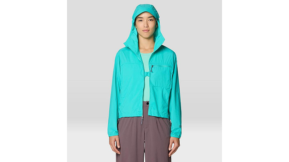Mountain Hardwear Wind Veil Hooded Jacket - Women's, Aqua Marina, L, 2146771-354-L