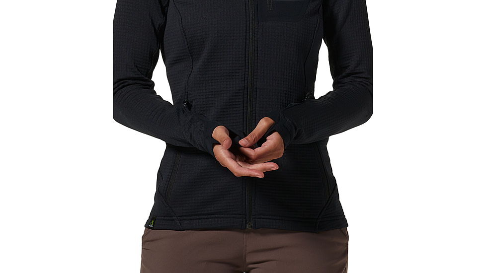 Mountain Hardwear Polartec Power Grid Full Zip Hoody - Womens, 010, L, 2104821-010-L