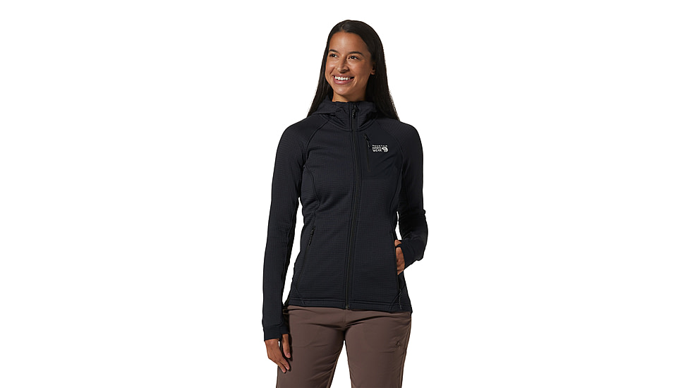 Mountain Hardwear Polartec Power Grid Full Zip Hoody - Womens, 010, L, 2104821-010-L