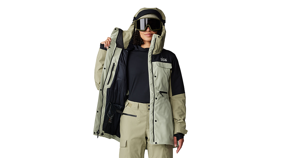 Mountain Hardwear Powder Maven Parka - Womens, White Sage, Mantis Green, Black, Small, 2092921341-S