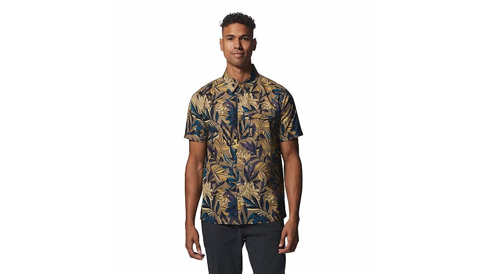 Mountain Hardwear Shade Lite Short Sleeve Shirt - Mens, Trail Dust Tropicali Print, Small, 1982371250-Tt-S