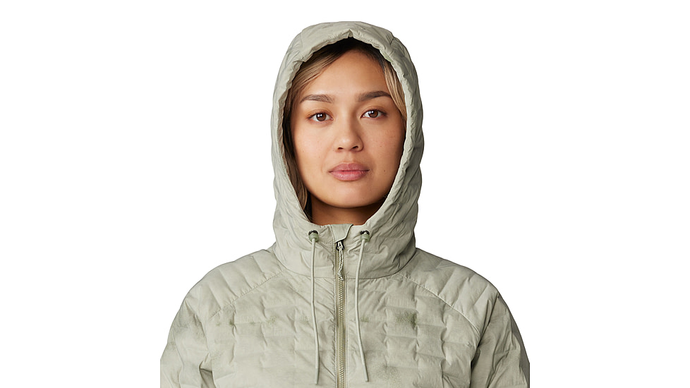 Mountain Hardwear Stretchdown Light Full Zip Hoody - Womens, White Sage Vapors Print, Mantis Green, Small, 2077681341-S