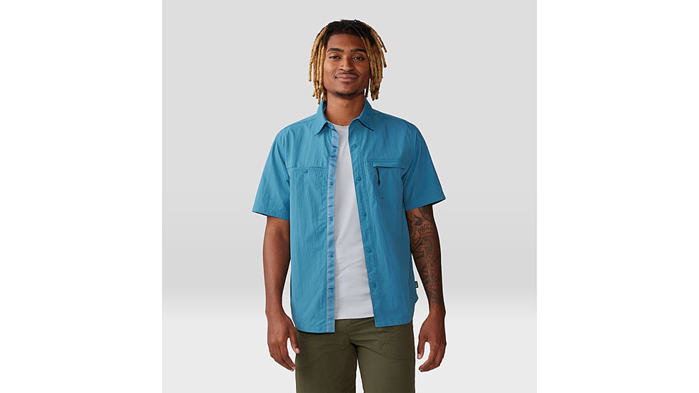 Mountain Hardwear Stryder Short Sleeve Shirt - Mens, Caspian, Large, 2070501442-L