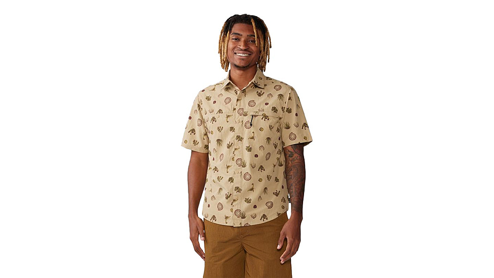 Mountain Hardwear Stryder Short Sleeve Shirt - Mens, Moab Tan Scorpion Print, Extra Large, 2070501214-XL