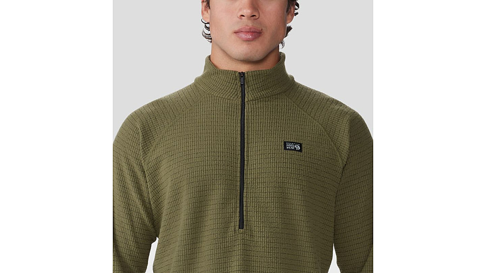 Mountain Hardwear Summit Grid 1/2 Zip Hoody - Mens, Combat Green, Small, 2050331353-S