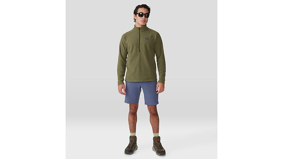 Mountain Hardwear Summit Grid 1/2 Zip Hoody - Mens, Combat Green, Small, 2050331353-S