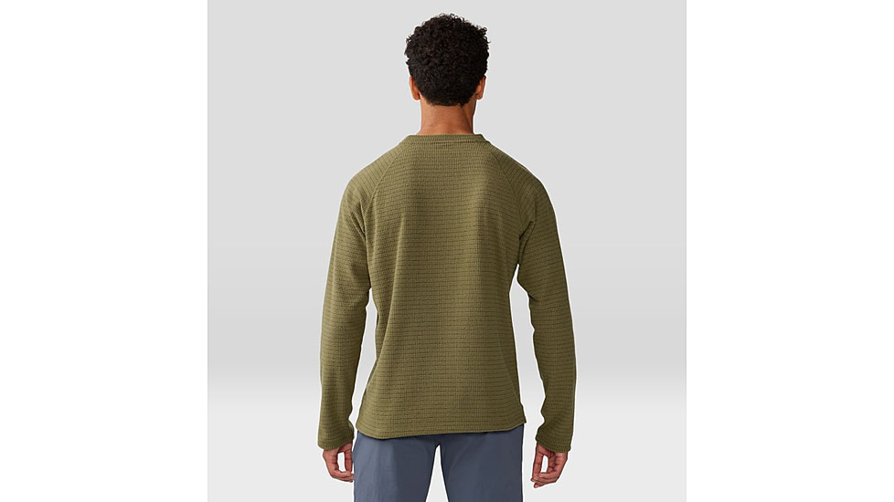 Mountain Hardwear Summit Grid Long Sleeve Crew - Mens, Combat Green, Large, 2042511353-L