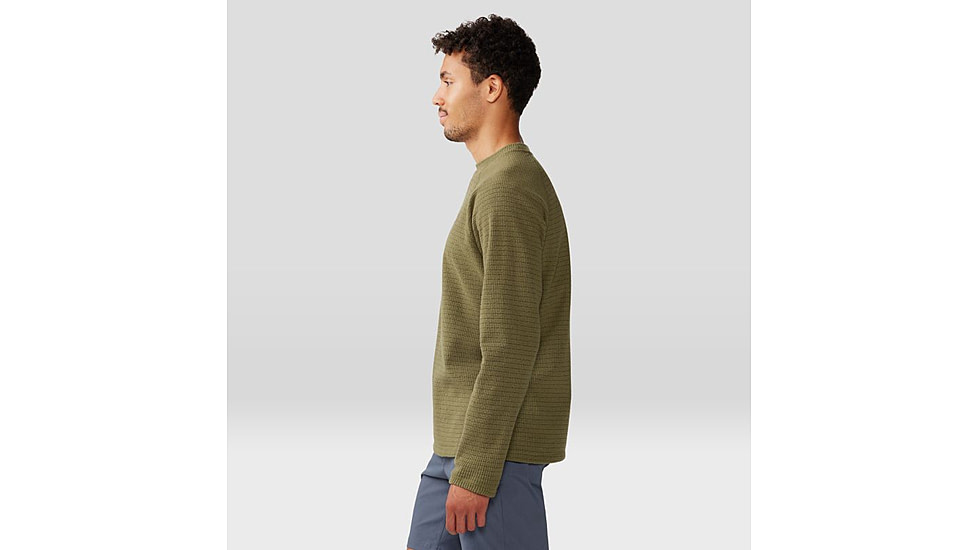 Mountain Hardwear Summit Grid Long Sleeve Crew - Mens, Combat Green, Large, 2042511353-L