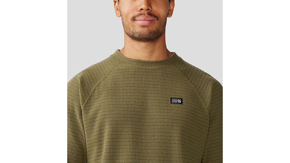 Mountain Hardwear Summit Grid Long Sleeve Crew - Mens, Combat Green, Large, 2042511353-L
