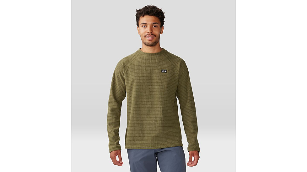 Mountain Hardwear Summit Grid Long Sleeve Crew - Mens, Combat Green, Large, 2042511353-L
