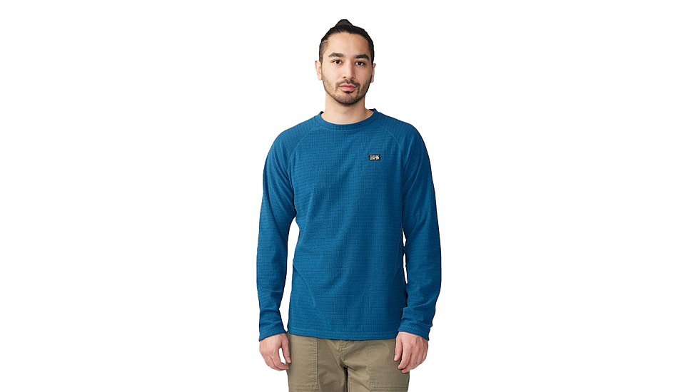 Mountain Hardwear Summit Grid Long Sleeve Crew - Mens, Dark Caspian, Small, 2042511418-S