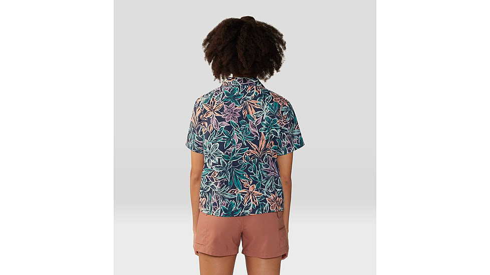 Mountain Hardwear Trail Sender Short Sleeve Top - Womens, Dark Zinc Floral Print, Small, 2067731406-S