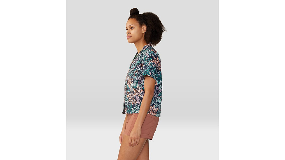 Mountain Hardwear Trail Sender Short Sleeve Top - Womens, Dark Zinc Floral Print, Small, 2067731406-S