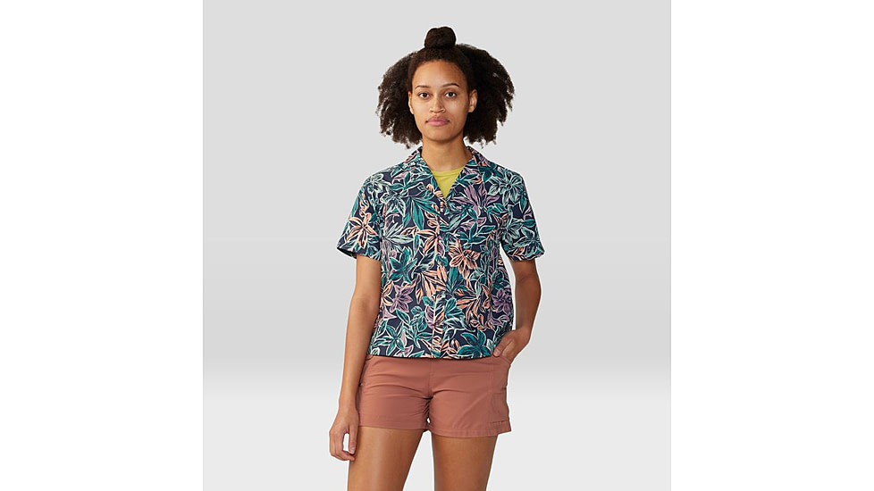 Mountain Hardwear Trail Sender Short Sleeve Top - Womens, Dark Zinc Floral Print, Small, 2067731406-S