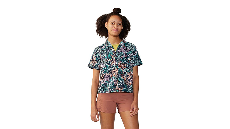 Mountain Hardwear Trail Sender Short Sleeve Top - Womens, Dark Zinc Floral Print, Small, 2067731406-S