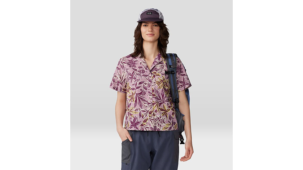 Mountain Hardwear Trail Sender Short Sleeve Top - Womens, Pink Moonstone Floral Print, Medium, 2067731556-M