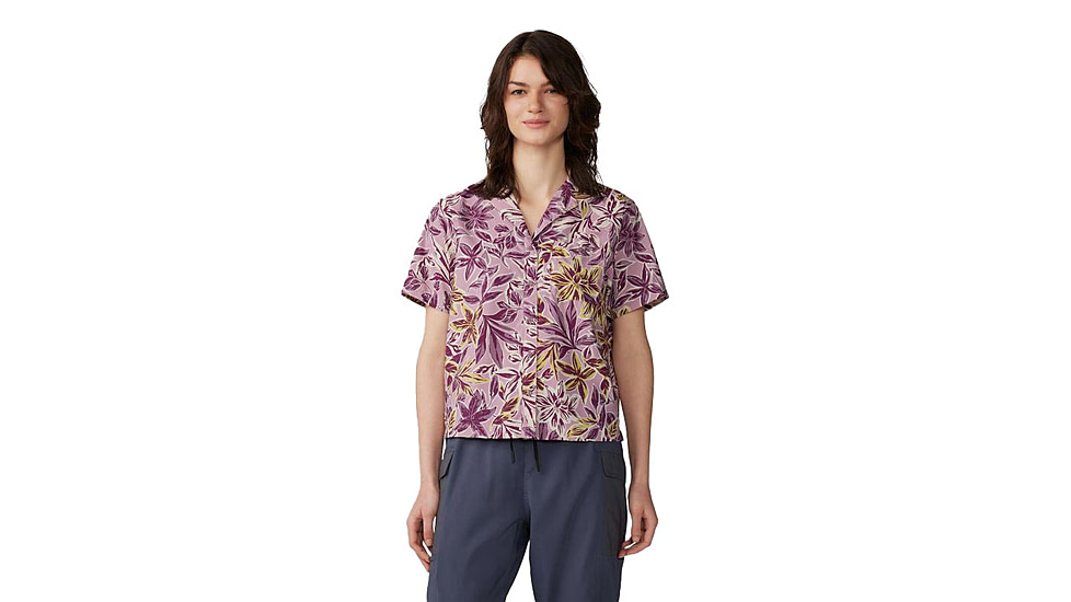 Mountain Hardwear Trail Sender Short Sleeve Top - Womens, Pink Moonstone Floral Print, Medium, 2067731556-M