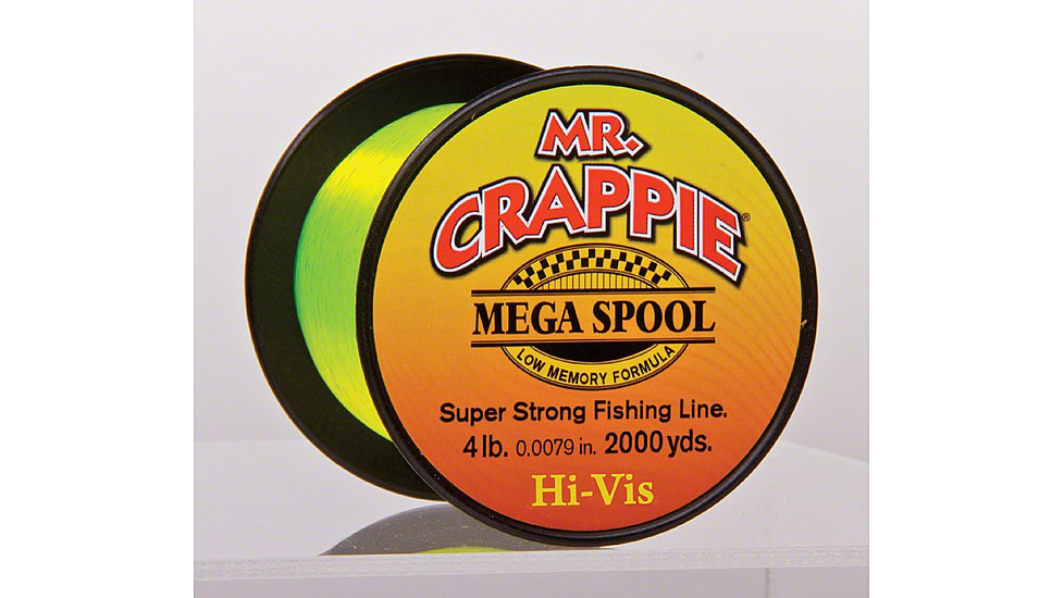 Lew's Mr. Crappie Monofilament Fishing Line, 4lb-Test, Mega Spool, 2000-Yards, Hi-Vis, MC4HV