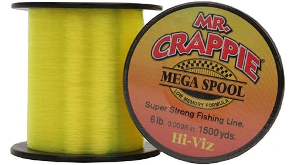 Lew's Mr. Crappie Monofilament Fishing Line, 6lb-Test, Mega Spool, 1500-Yards, Hi-Vis, MC6HV