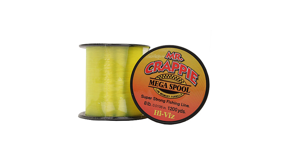 Lew's Mr. Crappie Monofilament Fishing Line, 8lb-Test, Mega Spool, 1200-Yards, Hi-Vis, MC8HV