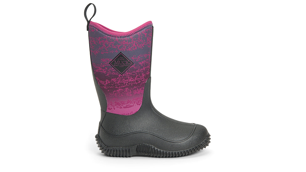 Muck Boots Hale Rubber Boots - Kids, Black/Magenta Digi Terrain Fade, 11, KBH-004-BLK-110