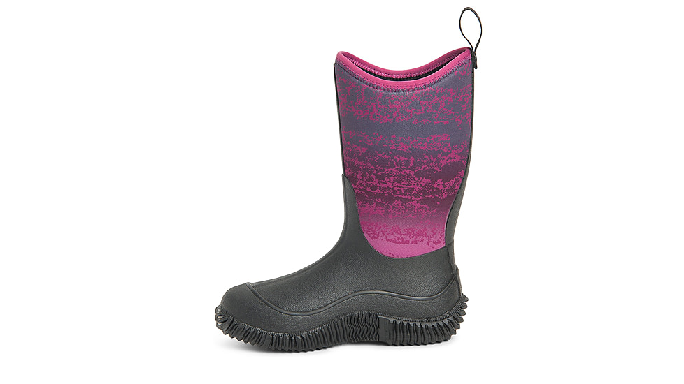 Muck Boots Hale Rubber Boots - Kids, Black/Magenta Digi Terrain Fade, 11, KBH-004-BLK-110