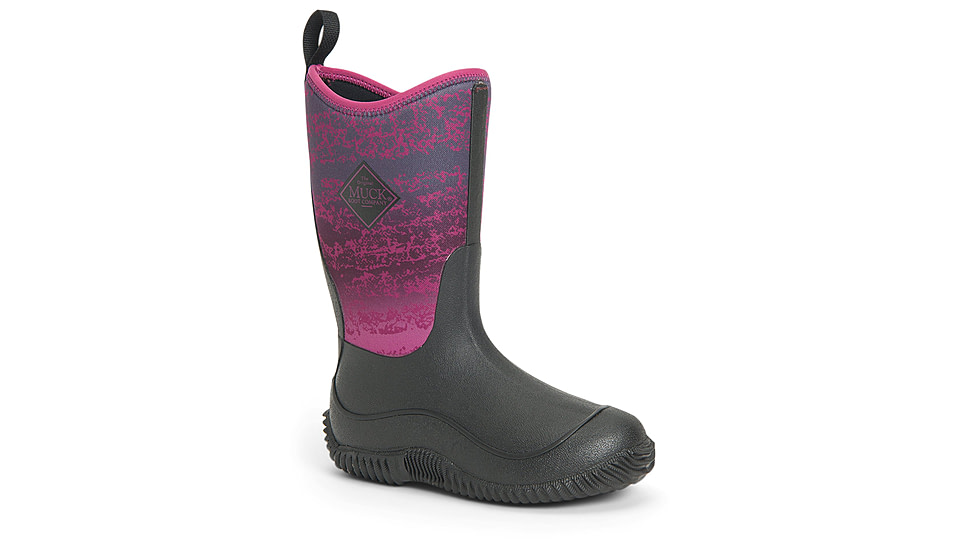 Muck Boots Hale Rubber Boots - Kids, Black/Magenta Digi Terrain Fade, 11, KBH-004-BLK-110