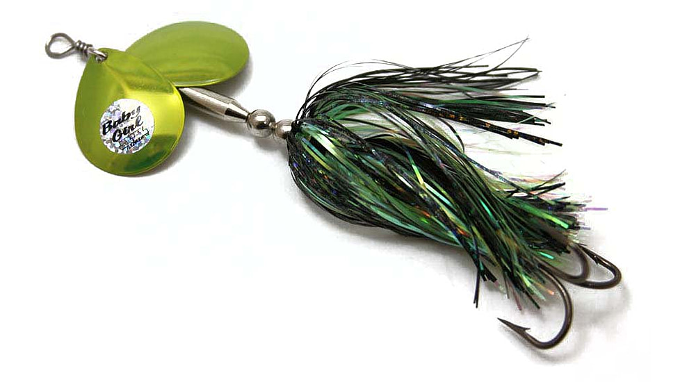 Musky Mayhem Baby Girl Musky Spinner, 2 #6 Blades, 4/0 Hook, Black Chartreuse/Chartreuse, 1.8oz, BG003