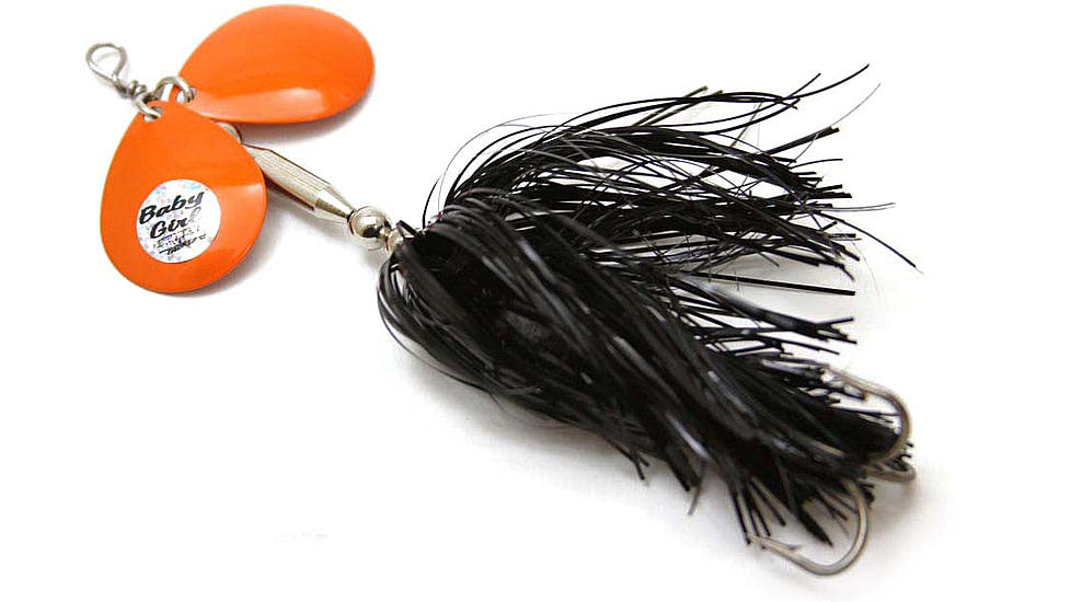 Musky Mayhem Baby Girl Musky Spinner, 2 #6 Blades, 4/0 Hook, Black Orange, 1.8oz, BG024
