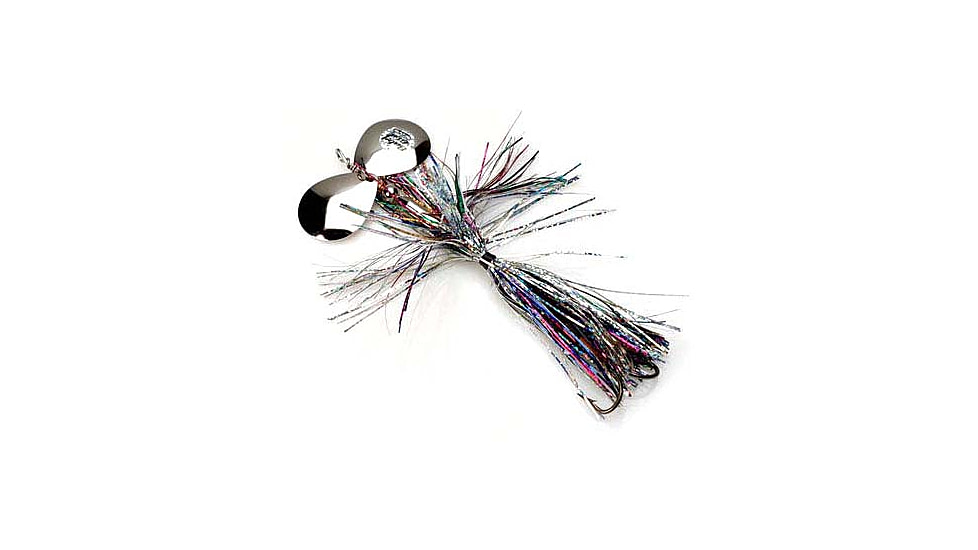 Musky Mayhem Baby Girl Musky Spinner, 2 #6 Blades, 4/0 Hook, Rainbow Nickel, 1.8oz, BG010