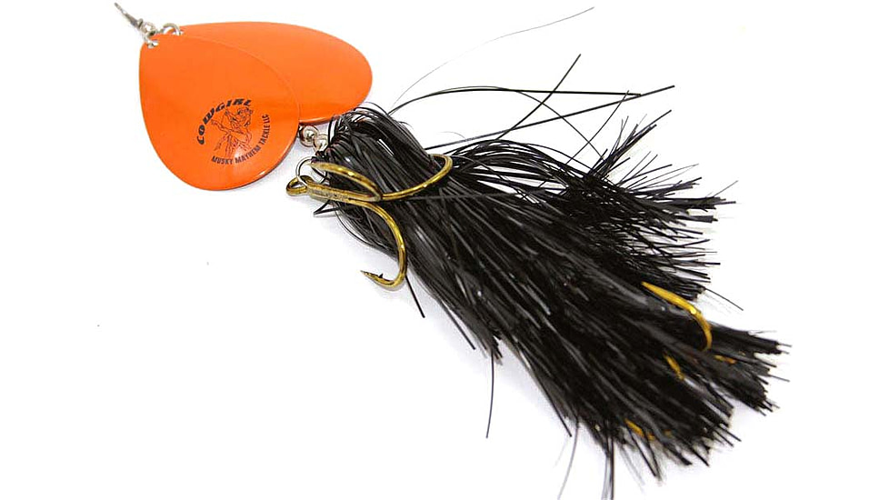 Musky Mayhem Double Cowgirl Musky Spinner, 7/0 Hooks, Black Orange, 10in, 2.8oz, DC024
