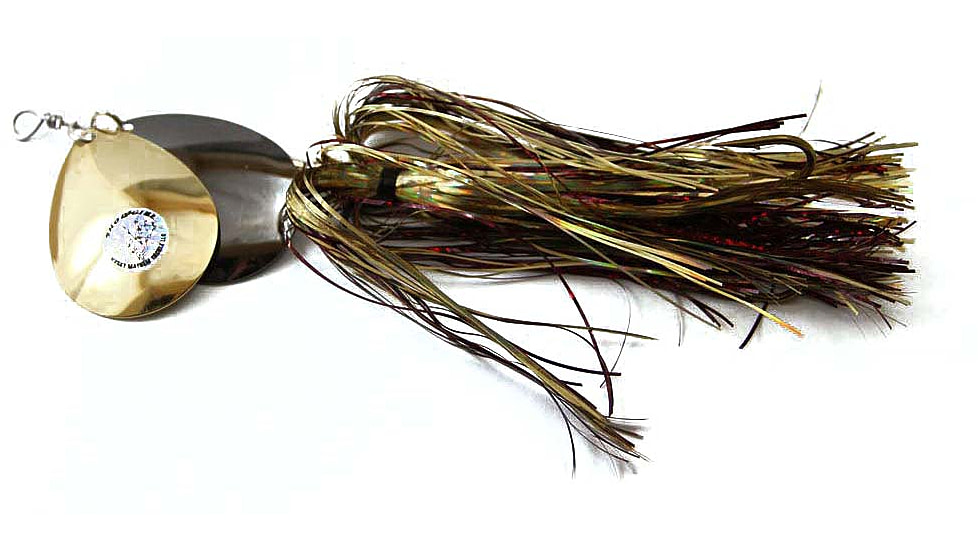 Musky Mayhem Double Showgirl Musky Spinner, 7/0 Hook, Lazer Cranberry, 7.5in, 1.6oz, DS064