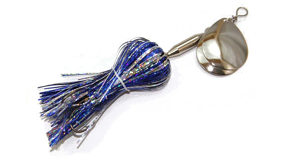 Musky Mayhem Micro Double Cowgirl Musky Spinner, 1/0 Hook, Silver/Nickel, 5in, .75 oz, MDC02