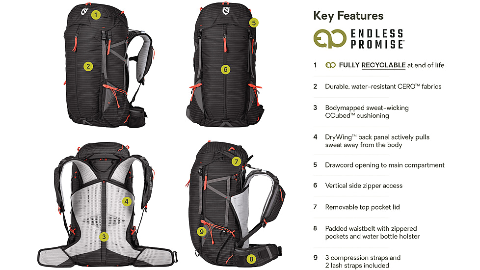 NEMO Equipment Persist Endless Promise All-Adventure Backpack - Mens, Black, 45L, 811666035424