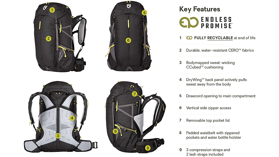 NEMO Equipment Persist Endless Promise All-Adventure Backpack - Womens, Black, 45L, 811666035547